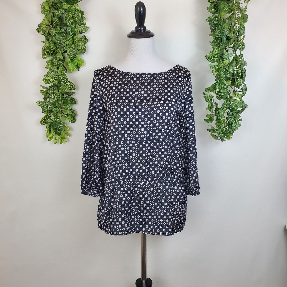 Ann Taylor polka dot evil eye peplum blouse